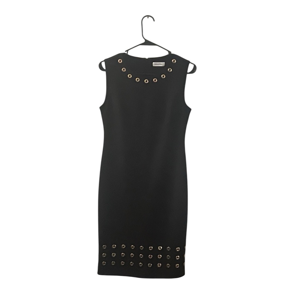 Calvin Klien Elegant Black Dress with Gold Accents, Size‎ Small
